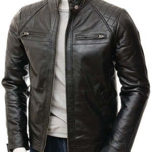 Chaqueta de Motociclista de Piel de Oveja Auténtica al por Mayor 2025 para Hombre, con Cremallera, Forro Acolchado, Cuello Alto, Chaquetas de Cuero Genuino Personalizadas OEM - Product Image 3