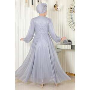 Robe de soirée drapée à sequins ElbiseInci avec col montant et traîne, disponible en tailles XS à XL - Product Image 4