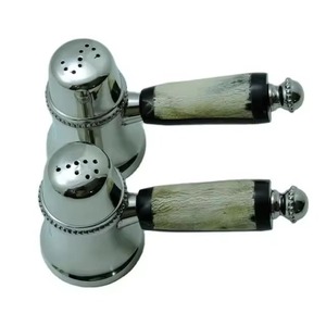 มือจับกระดูกและทองเหลืองโบราณดีไซน์ไม่เหมือนใครชุบเงินทำด้วยมือเกลือและพริกไทย - Product Image 3