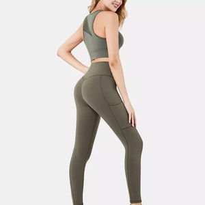Conjunto de Yoga para Mujer Más Vendido, MOQ Bajo, Color Sólido, Último Diseño, Precio al por Mayor - Product Image 2