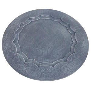 Assiettes rondes décoratives de mariage assiette de service grise pour la maison et l'hôtel vaisselle de table faite à la main personnalisée - Product Image 5