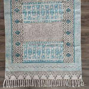 Alfombras de algodón de bloque indio impresas a mano alfombras bohemias para el hogar para la sala de estar - Product Image 3