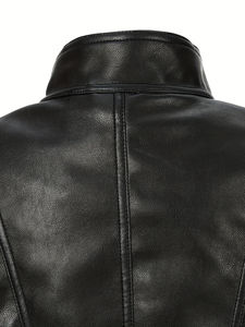 เสื้อแจ็คเก็ตฤดูหนาวสำหรับผู้หญิง ทำจากหนัง PU คลาสสิก ผ้าฝ้ายถัก กันน้ำ โลโก้สั่งทำได้ แห้งเร็ว ระบายอากาศดี เป็นมิตรกับสิ่งแวดล้อม คุณภาพสูง - Product Image 5