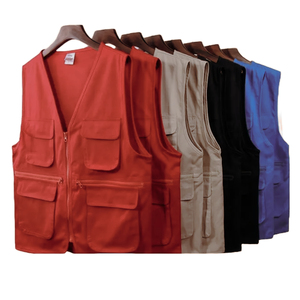 Chaqueta de sarga de algodón en forma de V con cierre de cremallera completa, chaqueta de trabajo de tiro con múltiples bolsillos, chaqueta de trabajo de construcción de almacén transpirable, - Product Image 6