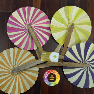 Ventilador de mano de bambú ecológico rústico hecho a mano vietnamita tradicional diseño de hoja de palma de coco para decoraciones de fiesta listo para exportación - Product Image 4