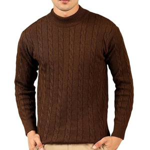 Pull en maille d'hiver pour homme, fin, en cachemire, couleur unie, en coton biologique, logo sur le devant, manches longues, 220g, mode, OEM, vente en gros - Product Image 3