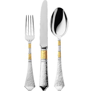 Ensemble de couverts en acier inoxydable de qualité supérieure nickelé avec poignée en relief doré ensemble de couverts ensemble d'ustensiles de cuisine royaux - Product Image 4