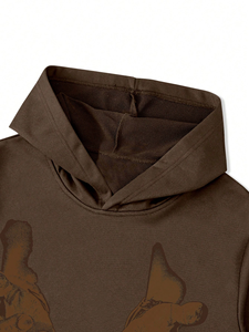 <b>Men</b> Winter Plus Size 2-Piece Solid Color Hooded Sweatshirt Drawstring <b>Pants</b> Set Casual Tracksuit Daily Wear Fitness <b>Loungewear</b> - Product Image 5