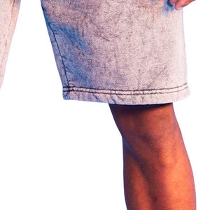 Short respirant délavé à l'acide avec logo personnalisé pour hommes, dernier modèle, short lourd à cordon avec ceinture pour hommes - Product Image 6