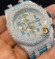 Montre mécanique chronographe Charm édition limitée, cadran en verre cristal analogique, diamants Moissanite incolores, acier inoxydable