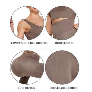 ชุดออกกำลังกาย 2 ชิ้น เสื้อชั้นในกีฬาและกางเกงเลกกิ้ง ระบายอากาศ แห้งเร็ว เป็นมิตรกับสิ่งแวดล้อม เหมาะสำหรับโยคะ ฟิตเนส และออกกำลังกายทั่วไป - Product Image 4