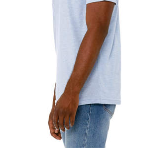 T-shirt manches courtes oversize unisexe en bleu prisme 52% Airlume Cotton 48% Poly 4.2 oz Quick Dry Light Heather CVC Fabric - Product Image 5