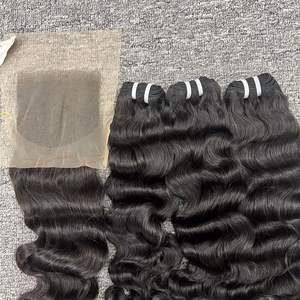 Vente en gros d'extensions de cheveux vietnamiennes ondulées naturelles cambodgiennes frontales et faisceau de couleur noire brute du Vietnam pour femmes - Product Image 3