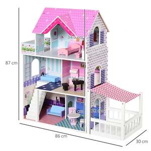 Maison de poupée en plastique à 3 étages, kit de bricolage, modèle de jouet tendance pour filles, avec meubles pour enfants et design PC - Product Image 4