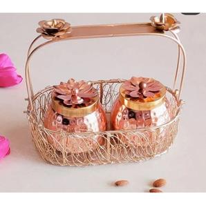 New Metal Hammered Copper Dry Fruit Jars With Flower Knb Lid Gift <b>Hamper</b> <b>Box</b> Dry Fruit Jar for Wedding Party Gifting - Product Image 3