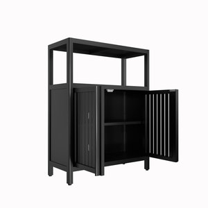 Armoire de rangement en bambou noir de grande capacité Design classique et de luxe pour la salle à manger, la maison et le salon pour la salle de bain - Product Image 3