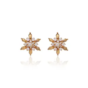 Pendientes de Botón Florales con Diamantes, Joyería de Aro de Oro de 18K para Mujer, Diseño Floral Moderno para Compromiso, Certificado GIA - Product Image 1