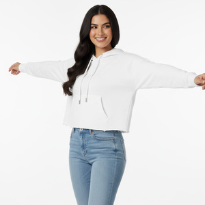 Sudadera con capucha corta frontal y cremallera de Invierno para mujer OEM proveedor de fábrica al por mayor hecho a medida 100% algodón polar ropa de calle informal - Product Image 6