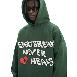 Sudadera con capucha con estampado de abullonado verde oscuro para hombre, ropa de calle de moda de alta calidad, sudaderas con capucha con estampado de burbujas personalizado de Hip Hop - Product Image 4