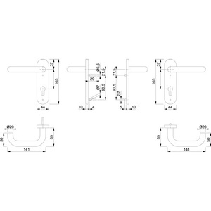 Ensemble de protection incendie en acier inoxydable Paris FS-E138/353KH F69 D/D pour portes d'épaisseur 40-65 mm, accessoires de décoration de bureau PZ arrondis DIN - Product Image 3