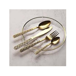 Set de Cuillères de Service en Acier Inoxydable Plaqué Or avec Poignée Rectangulaire Design Design Design Royal Look Set de Serveur Couverts - Product Image 1