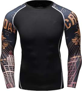 Rashguard Shirt personnalisé OEM pour haut de compression Jiu Jitsu MMA avec technologie anti-odeur et contrôle de l'humidité - Product Image 3