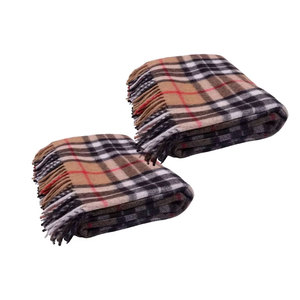 Manta de tartán de lana Camel Thomson de alta calidad con patrón de cuadros en lana polar - Product Image 3