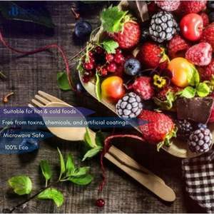 Juego de tenedor de cuchillo de cuchara de bambú desechable de primera calidad 100% ecológico Biodegradable Natural para fiestas de comida - Product Image 2