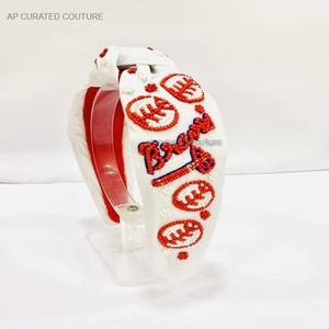 Funky Seed Beaded Sports Team 2025 Diademas Indian Seed Beaded Hand Adorned Top Anudado Accesorio para el cabello Accesorio llamativo - Product Image 5