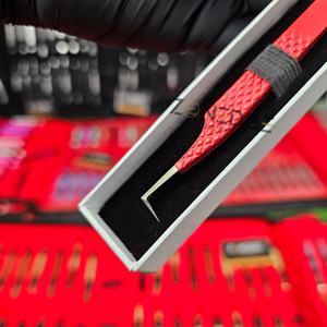 <b>Eyelash</b> Extensions Fiber Tip Tweezers Sustainable Steel Shinny Red Powder Coated By Zonedge - Product Image 2