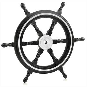 Premium para Glam Nautical Ship Wheel Decoración de pared Hecho a mano Latón y madera Marrón Regalo para colgar en Navidad - Product Image 5