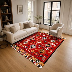 Tapis RUGS DEPOT LXDP-0689 en gros, rouge bordeaux, patchwork vintage, imprimé numériquement, lavable en machine, chenille, antidérapant - Product Image 2