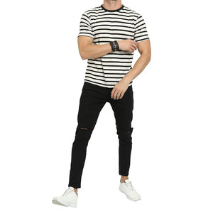 Venta al por mayor de Camisetas Personalizadas ajustadas 100% algodón para hombre, camisetas modernas informales de secado rápido para hombre, diseño en blanco de tela peinada - Product Image 1