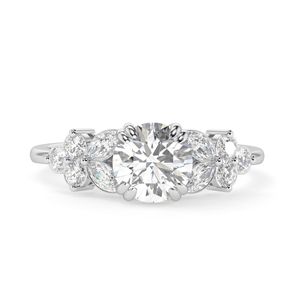 Anillo de Compromiso RITZIN de 2.00CT con Corte Redondo y Estilo Cluster para Mujer, Oro Rosa y Plata, Diseño Bonito - Product Image 4