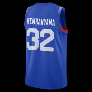 เสื้อบาสเก็ตบอลลดราคา 2024 ฝรั่งเศส เบอร์ 34 เวมบันยามา เย็บปักถักร้อย คุณภาพสูง ราคาถูก ชุดกีฬากลางแจ้ง สีฟ้าอ่อน - Product Image 4