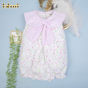 Combinaison à volants pour bébé fille, imprimé floral rose, printemps, OEM ODM, fermeture à boutons pression - BB3014, 100% coton biologique OEKO-TEX - Product Image 6