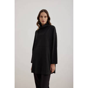 Blusa de lino y seda tejida para mujer - Camisa larga adelgazante con cuello asimétrico con volantes, bordado de encaje y patrones a cuadros y rayas XS-XL - Product Image 3