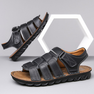 Nuevas Sandalias de Cuero Italianas para Hombre con Estampado de Leopardo y Suela de Eva, Sandalias Deportivas Cómodas con Punta Abierta, Zapatos de Marca de Moda para Verano - Product Image 4