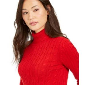 Maglione a Collo Alto con Lavorazione a Trecce da Donna Charter Club, Taglia XL, Traspirante, Design Slim alla Moda Coreana con Logo Frontale per Autunno/Inverno - Product Image 2