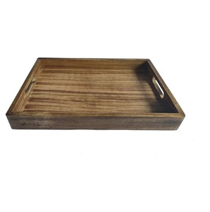 Plateau de service rectangulaire en bois massif, couleur personnalisée, style américain - Product Image 1