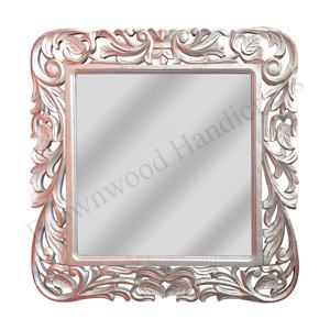 Marco de espejo antiguo blanco quemado de lujo hecho a mano MDF madera tallada forma cuadrada montado en la pared MARCO DE ESPEJO artístico decorativo para el hogar - Product Image 5