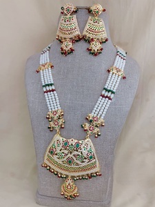 Designer Jadau <b>Gold</b> Plated <b>Pearls</b> Look Beautiful <b>Necklace</b> Set With Earrings for Women Designer Jewelry for Wedding Wear - Product Image 2