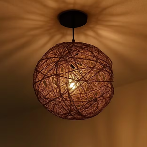 Lampe à suspension en forme de globe en jacinthe naturelle pour le salon, la salle à manger, l'îlot de cuisine et la chambre à coucher. - Product Image 6