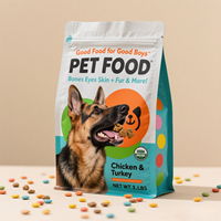 Sacs d'emballage pour aliments pour animaux de compagnie en gros, pochettes à fond plat pour nourriture pour chiens et chats, en plastique imprimé sur mesure