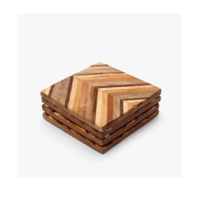 Wholesale Handmade Square Brown Wooden <b>Coasters</b> Latest Design <b>Coaster</b> <b>Set</b> of 4 Table Decor Centerpiece - Product Image 6