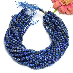 Natural Blue Clear Lapis Faceted Round <b>Stone</b> <b>Beads</b> 4mm/6mm/8mm 0.8mm Drill Size Strand for Necklace Making Wholesale Bulk Supply - Product Image 2