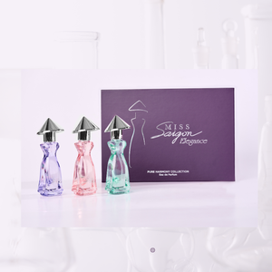 Mini coffret cadeau de parfum Miss Saigon Elegance, collection format voyage - Harmonie violette 3x15ml Vaporisateur Eau de Parfum Parfum du Vietnam - Product Image 1