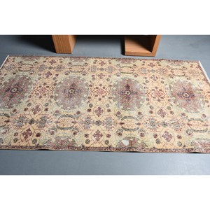 Alfombra Oriental de lana turca Vintage exclusiva de Alibaba, 4x7,8 pies, diseño de retazos rojo Beige, nueva área grande, rectángulo, pasillo, látex - Product Image 3