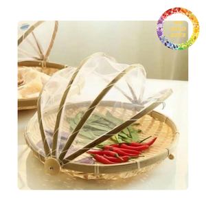 Panier de nourriture en bambou avec housse de protection pliable en maille | origine Viet Nam - Product Image 5