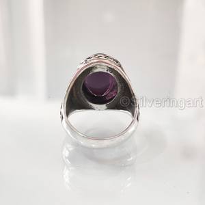 Bague en argent sterling 925 pour homme, avec améthyste naturelle, pierre de naissance de février, style ottoman, cadeau d'anniversaire, vente en gros - Product Image 6